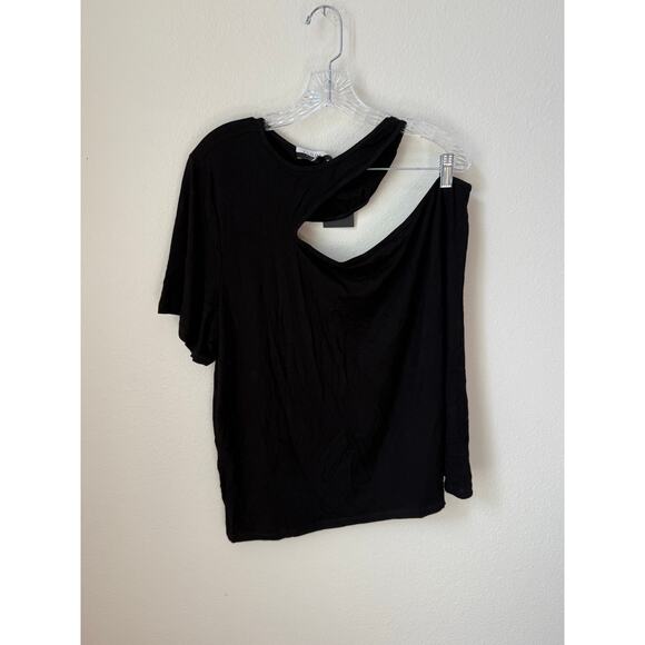 NWT Eloquii One Shoulder Cut Out Short Sleeve Top Size 26/28 Black - Picture 3 of 8